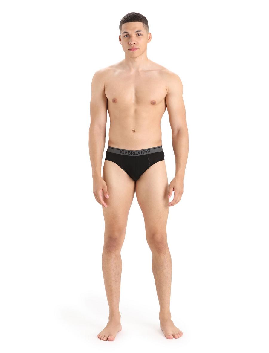 Black Icebreaker Merino Anatomica Briefs Men's Underwear | AU 1299JPQJ